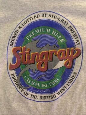 Stingray brewery(Grand Cayman)Short Sleeve T‑Shirt Multicolor Logo on Light Gray